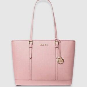 MICHAEL KORS Powder Blush Pink Jet Set Large Saffiano Leather Tote Bag